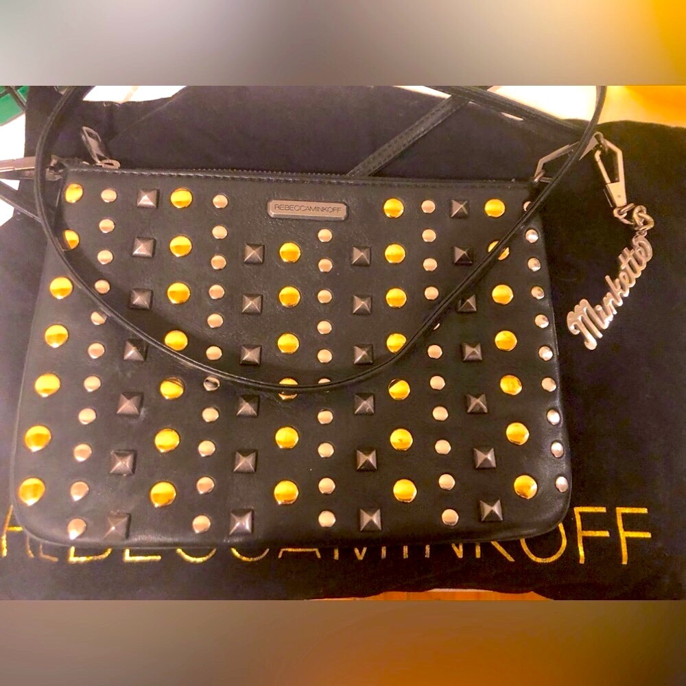 🤩 *RARE* “Minkette” BAG CLIP! & REBECCA MINKOFF BLACK LINEAR STUD X-BODY!